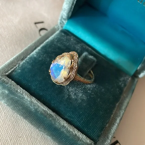 ❗️SOLD❗️Logan Hollowell PREMIUM Queen Water Drop Moonstone Full Pavé Diamond YG - Picture 7 of 17